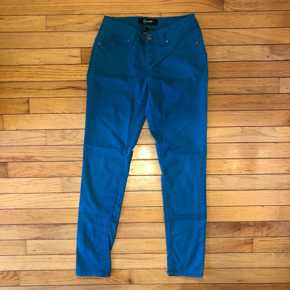 Rewash Junior's / Women's Teal Turquoise Blue Low-Rise Skinny Stretch Jeans Sz 3